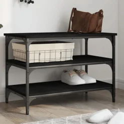 Bankjes*vidaXL Schoenenbankje 70x38,5x49 cm bewerkt hout Zwart