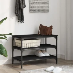 Bankjes*vidaXL Schoenenbankje 70x38,5x49 cm bewerkt hout Zwart