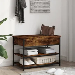 Schoenenbankje 70x42,5x50 cm bewerkt hout kleurig><noscript><img width=