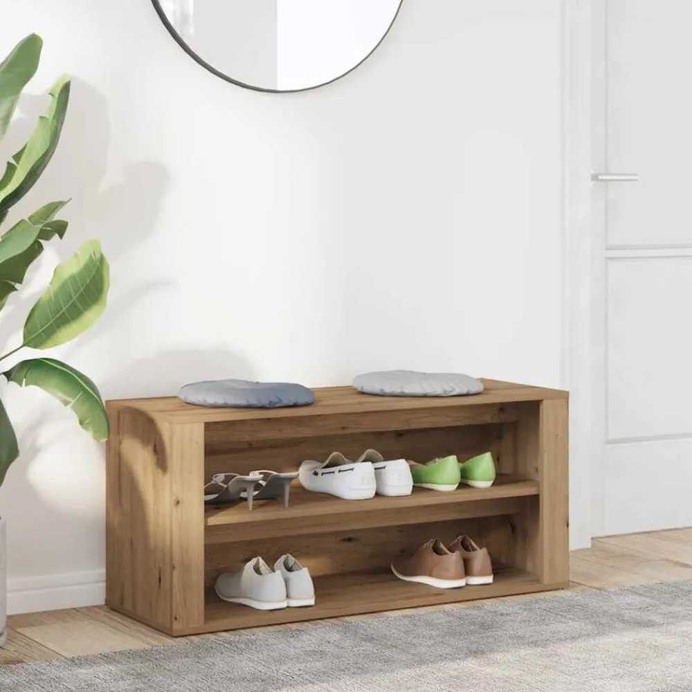 Huishoudelijke Benodigdheden*vidaXL Schoenenbankje 100x35x45 cm bewerkt hout artisanaal eikenkleur artisanaal eikenkleurig
