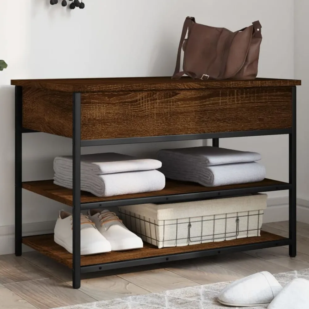Bankjes*vidaXL Schoenenbankje 70x42,5x50 cm bewerkt hout bruin eikenkleur