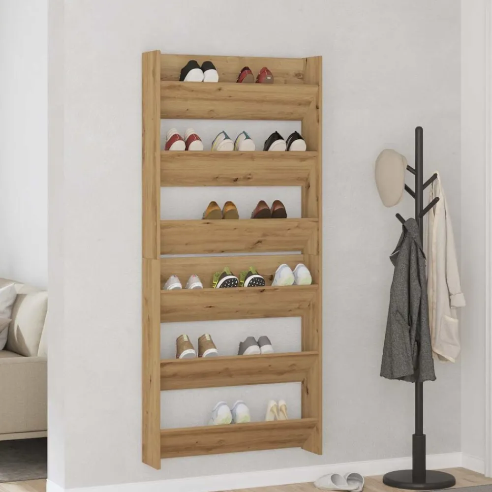 Huishoudelijke Benodigdheden*vidaXL Schoenenkast 2 pcs Artisan Eiken 85 x 18 x 90 cm Bewerkt hout artisanaal eikenkleurig
