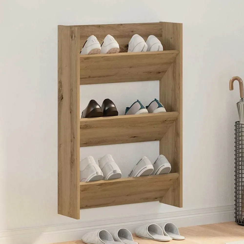 Schoenenkast Artisan Eiken 60 x 18 x 90 cm Bewerkt hout>vidaXL Outlet