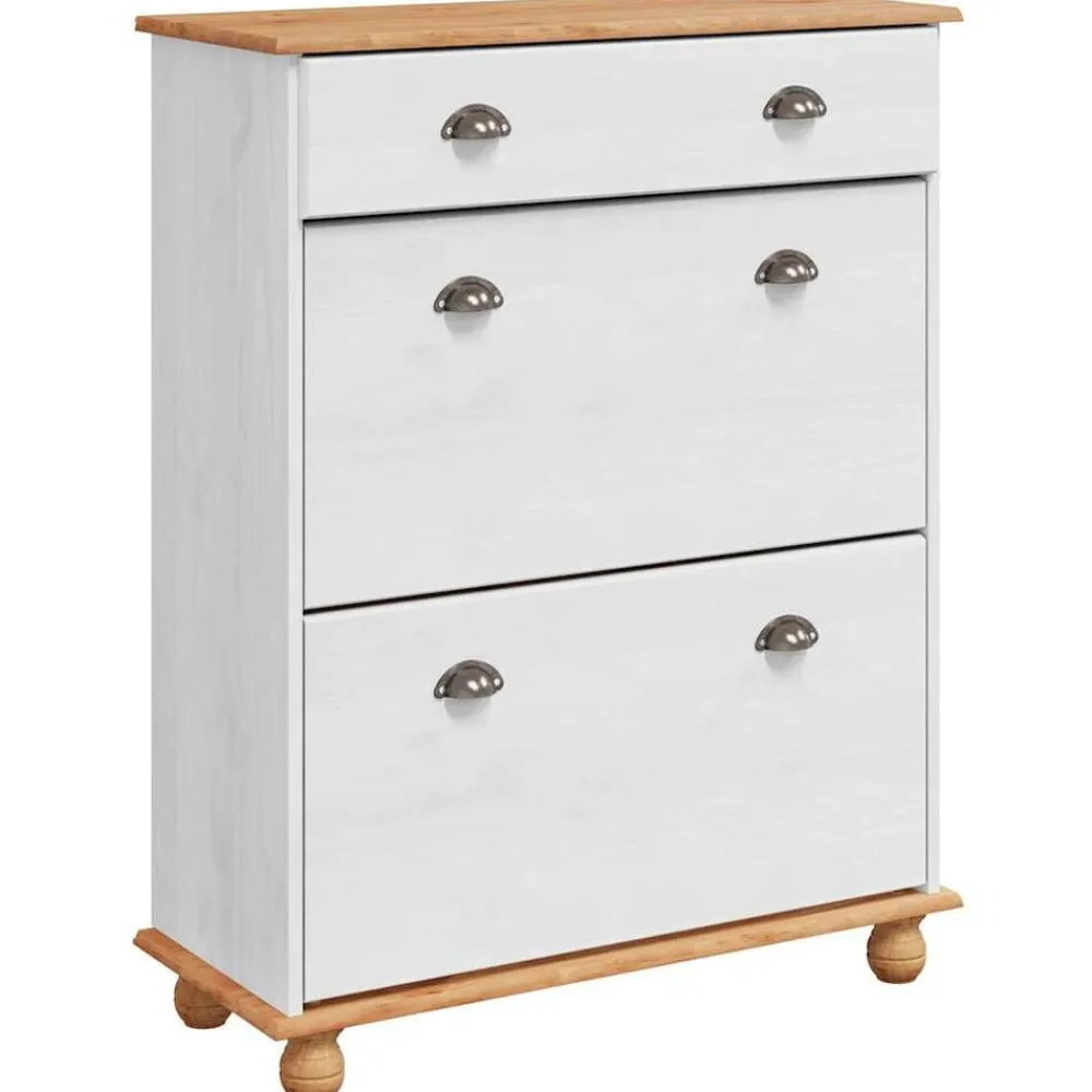 Schoenenkast ASKIM 85 x 35 x 108 cm Massief grenenhout>vidaXL New