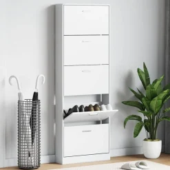 Huishoudelijke Benodigdheden*vidaXL Schoenenkast hout met 5 opbergvakken Wit