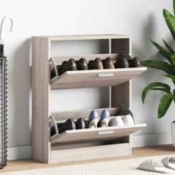Schoenenkast met 2 vakken -look hout>vidaXL Clearance