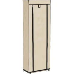 Schoenenkast met hoes 57x29x162 cm stof crème>vidaXL Hot