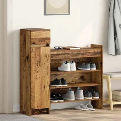 Huishoudelijke Benodigdheden*vidaXL Schoenenkast met lade Oudhout 100,5 x 28 x 100 cm Bewerkt hout Oud hout