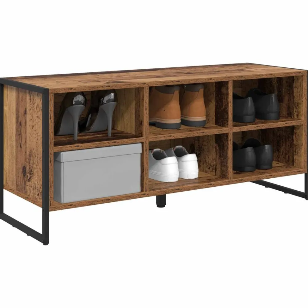 Huishoudelijke Benodigdheden*vidaXL Schoenenkast met opslag 100 x 35 x 44 cm Bewerkt hout Oud hout