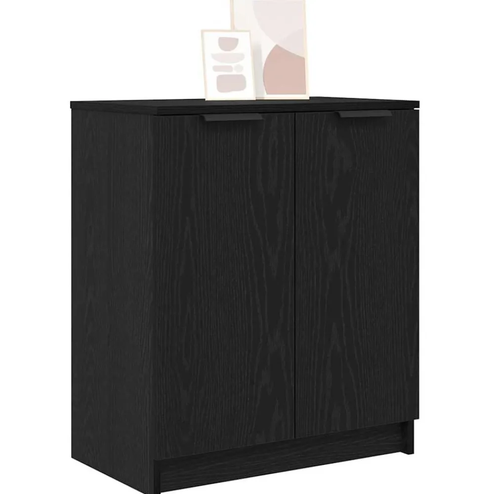 Kasten & Opbergmeubelen*vidaXL Schoenenkast met plank 59 x 35 x 70 cm Bewerkt hout Zwart eiken