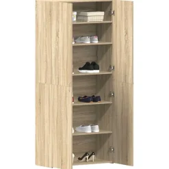 Schoenenkast met plank Bruin 80 x 35.5 x 180 cm Bewerkt hout><noscript><img width=