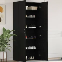 Schoenenkast met plank Zwart 80 x 35.5 x 180 cm Bewerkt hout>vidaXL New
