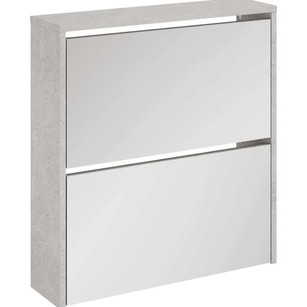 Huishoudelijke Benodigdheden*vidaXL Schoenenkast met spiegel 2-laags 63x17x67 cm Betongrijs