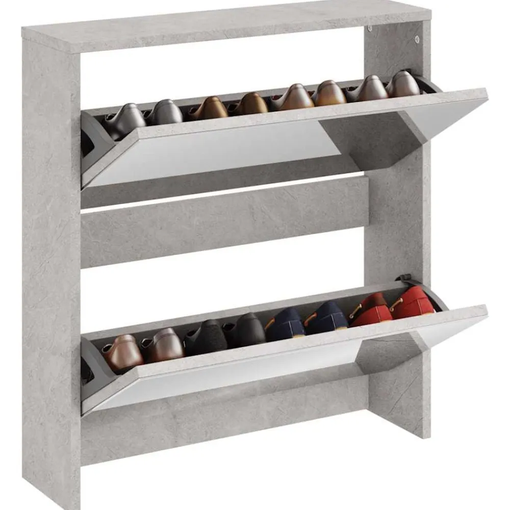 Huishoudelijke Benodigdheden*vidaXL Schoenenkast met spiegel 2-laags 63x17x67 cm Betongrijs