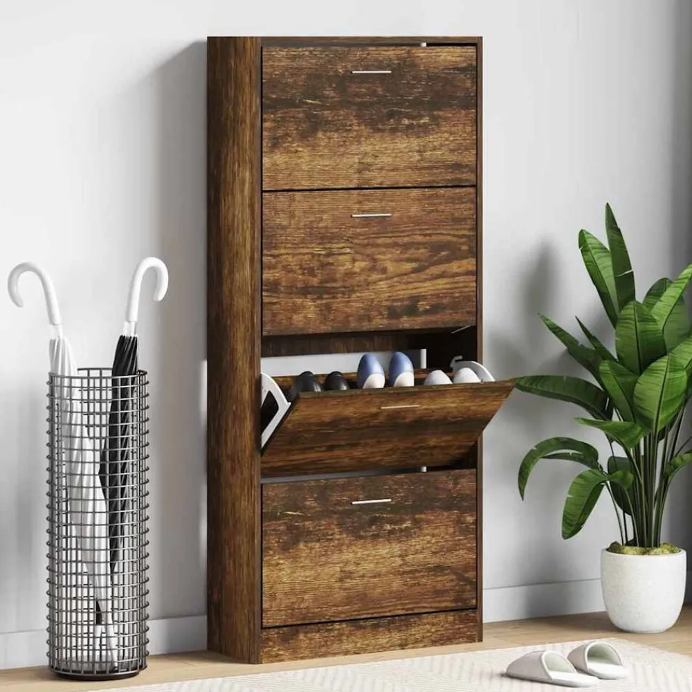 Schoenenkast 63x24x147 cm bewerkt hout kleurig>vidaXL Hot