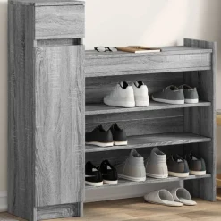 Huishoudelijke Benodigdheden*vidaXL Schoenenkast 100,5x28x100 cm bewerkt hout eiken Grijs sonoma
