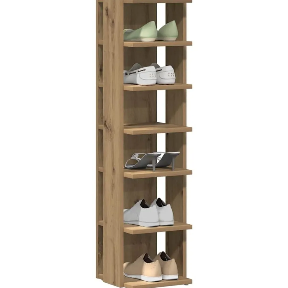 Huishoudelijke Benodigdheden*vidaXL Schoenenkast 28x27x102 cm bewerkt hout artisanaal eikenkleurig