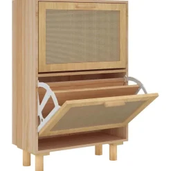 Schoenenkast 52x25x80 cm bewerkt hout & natuurlijk rattan>vidaXL Sale