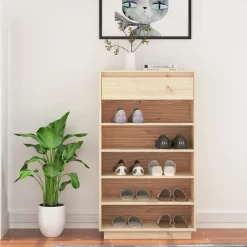 Huishoudelijke Benodigdheden*vidaXL Schoenenkast 60x34x105 cm massief grenenhout Naturel