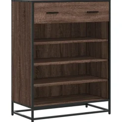 Schoenenkast 75x38x97,5 cm bewerkt hout en metaal bruin eiken>vidaXL New