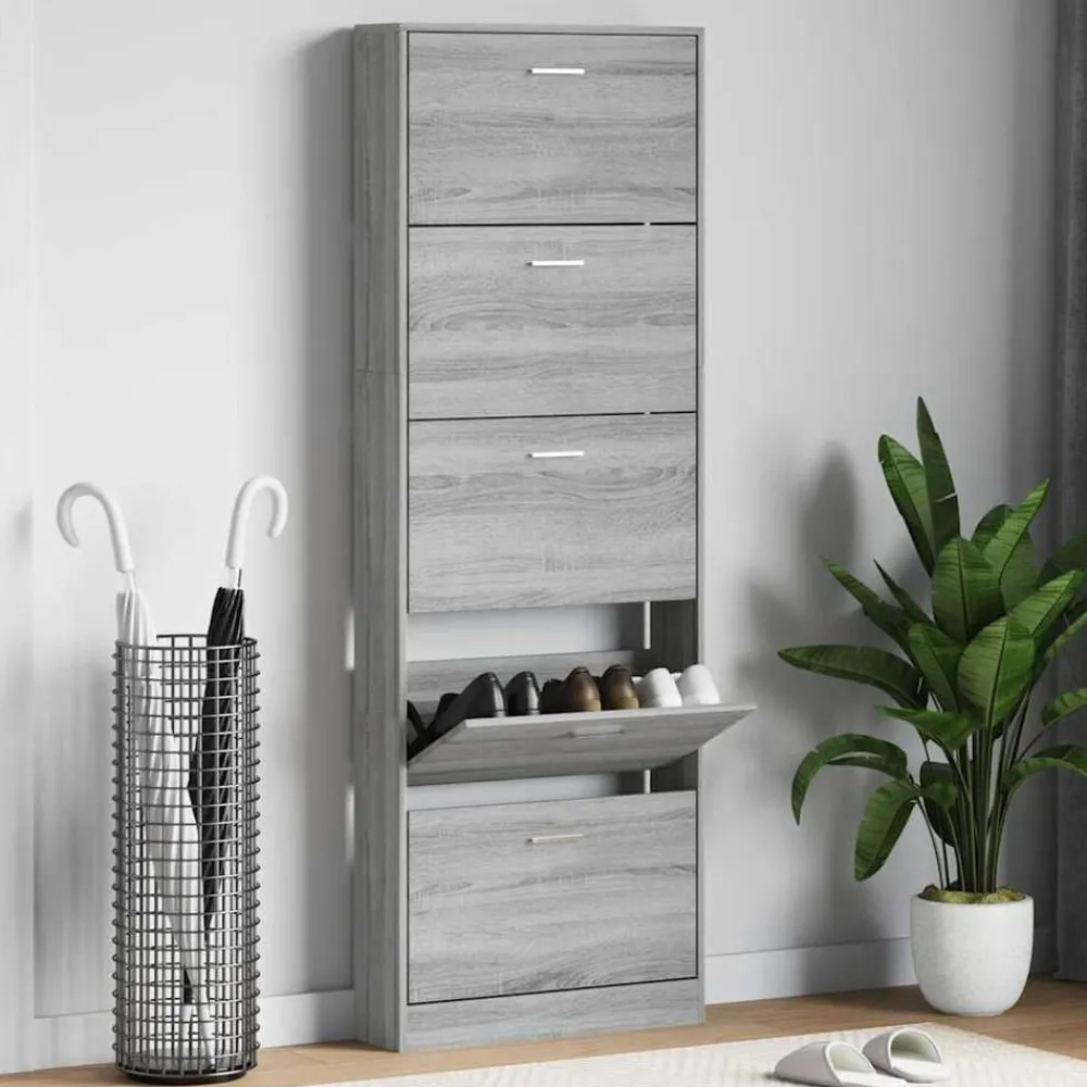 Schoenenkast 59x17x169 cm bewerkt hout eikenkleur>vidaXL Online