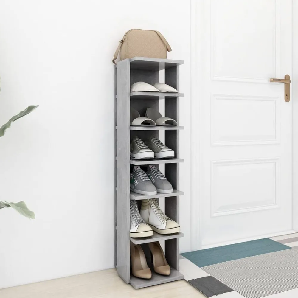 Huishoudelijke Benodigdheden*vidaXL Schoenenkast 27,5x27x102 cm bewerkt hout Betongrijs