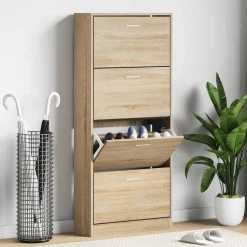 Huishoudelijke Benodigdheden*vidaXL Schoenenkast 63x24x147 cm bewerkt hout kleurig Sonoma eiken