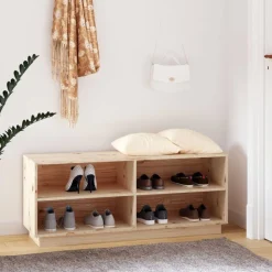 Huishoudelijke Benodigdheden*vidaXL Schoenenkast 110x34x45 cm massief grenenhout Naturel