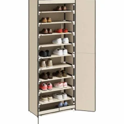 Huishoudelijke Benodigdheden*vidaXL Schoenenkast 60x30x166 cm stof crèmekleurig Cr&egrave;me