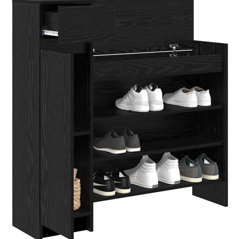 Huishoudelijke Benodigdheden*vidaXL Schoenenkast 100,5 x 28 x 100 cm Bewerkt hout Zwart eiken