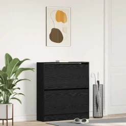 Huishoudelijke Benodigdheden*vidaXL Schoenenkast 80 x 21 x 87,5 cm Bewerkt hout Zwart eiken