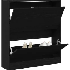 Huishoudelijke Benodigdheden*vidaXL Schoenenkast 80 x 21 x 87,5 cm Bewerkt hout Zwart eiken