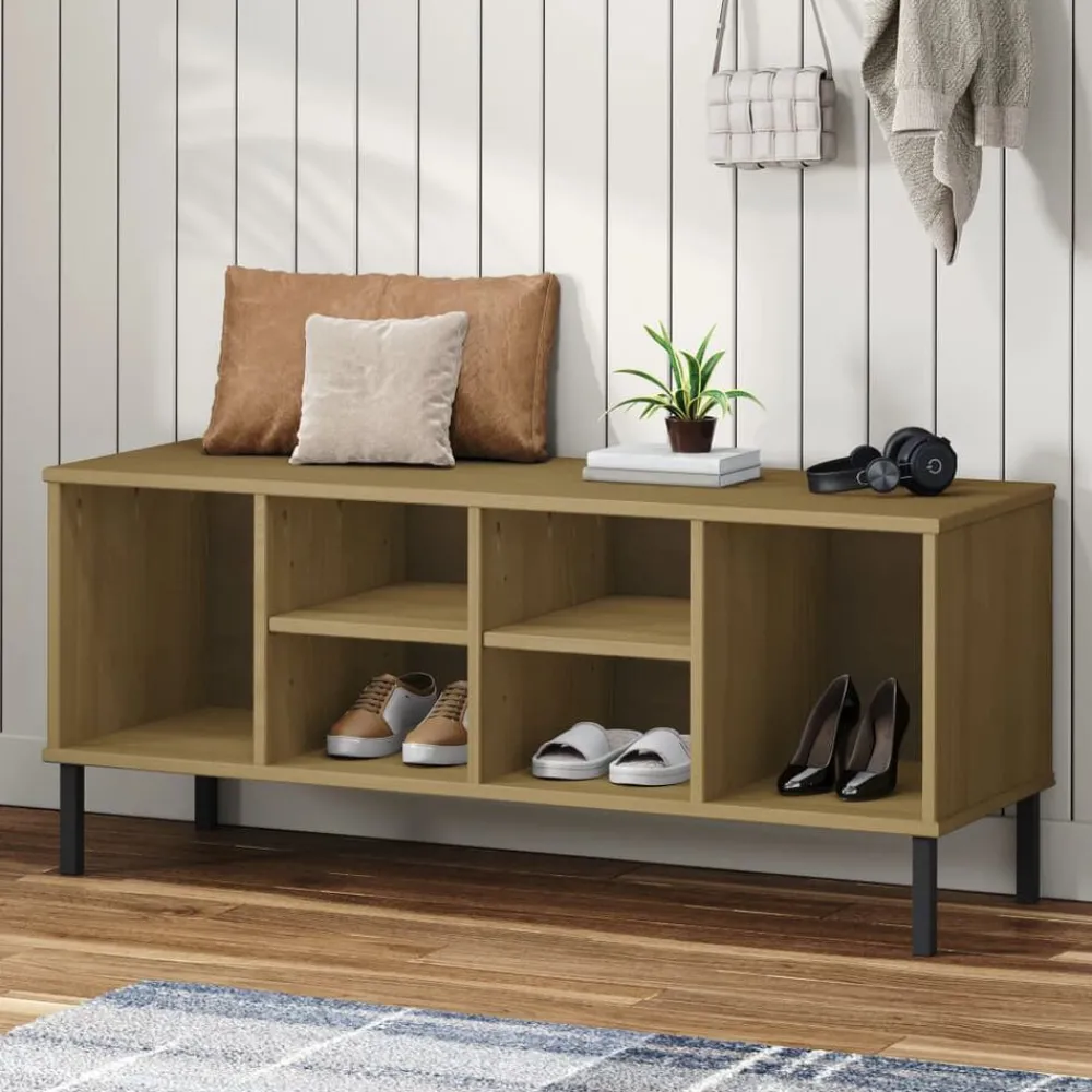 Schoenenrek met metalen poten OSLO 106x35x45cm grenenhout>vidaXL Outlet