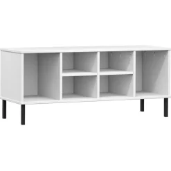 Huishoudelijke Benodigdheden*vidaXL Schoenenrek met metalen poten OSLO 106x35x45 cm grenenhout Wit