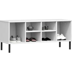 Huishoudelijke Benodigdheden*vidaXL Schoenenrek met metalen poten OSLO 106x35x45 cm grenenhout Wit