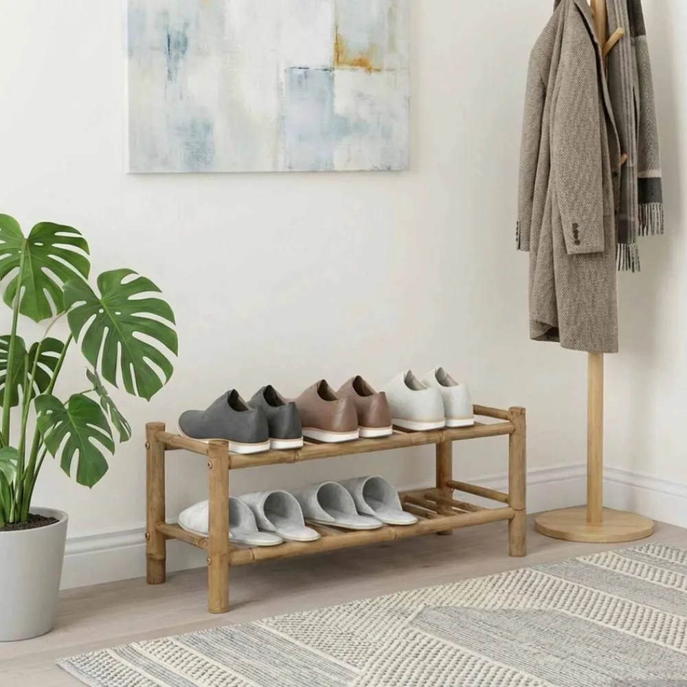Huishoudelijke Benodigdheden*vidaXL Schoenenrek met plank met opslag Naturel 68 x 28 x 30 cm Bamboe
