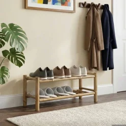 Huishoudelijke Benodigdheden*vidaXL Schoenenrek met plank met opslag Naturel 68 x 28 x 30 cm Bamboe