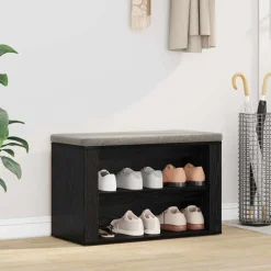 Huishoudelijke Benodigdheden*vidaXL Schoenenrek met plank 75 x 35 x 45 cm Bewerkt hout Zwart eiken