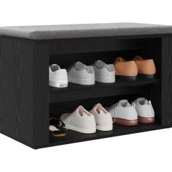 Huishoudelijke Benodigdheden*vidaXL Schoenenrek met plank 75 x 35 x 45 cm Bewerkt hout Zwart eiken
