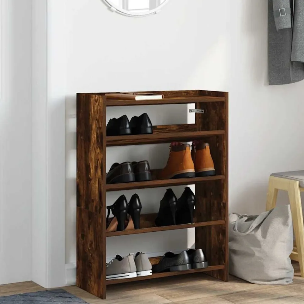 Huishoudelijke Benodigdheden*vidaXL Schoenenrek 60x25x81 cm bewerkt hout kleurig Gerookt eiken