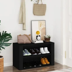 Huishoudelijke Benodigdheden*vidaXL Schoenenrek 75x35x45 cm bewerkt hout Zwart