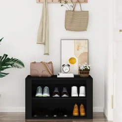Huishoudelijke Benodigdheden*vidaXL Schoenenrek 75x35x45 cm bewerkt hout Zwart