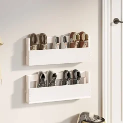 Huishoudelijke Benodigdheden*vidaXL Schoenenrekken 2 st 59x9x23 cm massief grenenhout Wit