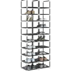 Huishoudelijke Benodigdheden*vidaXL Schoenenrekken 2 st 33x33x174 cm vliesvrij 10-laags zwart