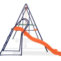 Schommelset met glijbaan en 3 zitjes oranje>vidaXL Sale