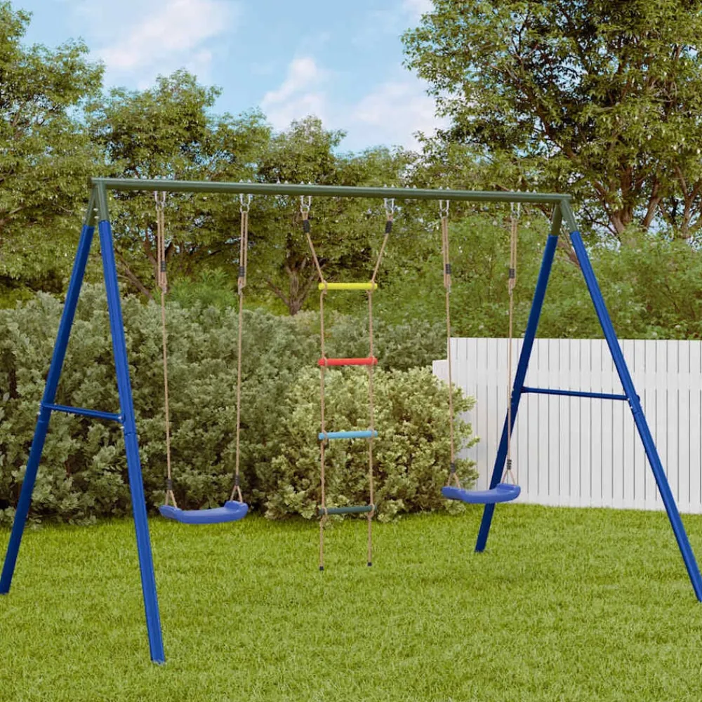 Buitenspeelgoed*vidaXL Schommelset met schommels en ladder Blauw