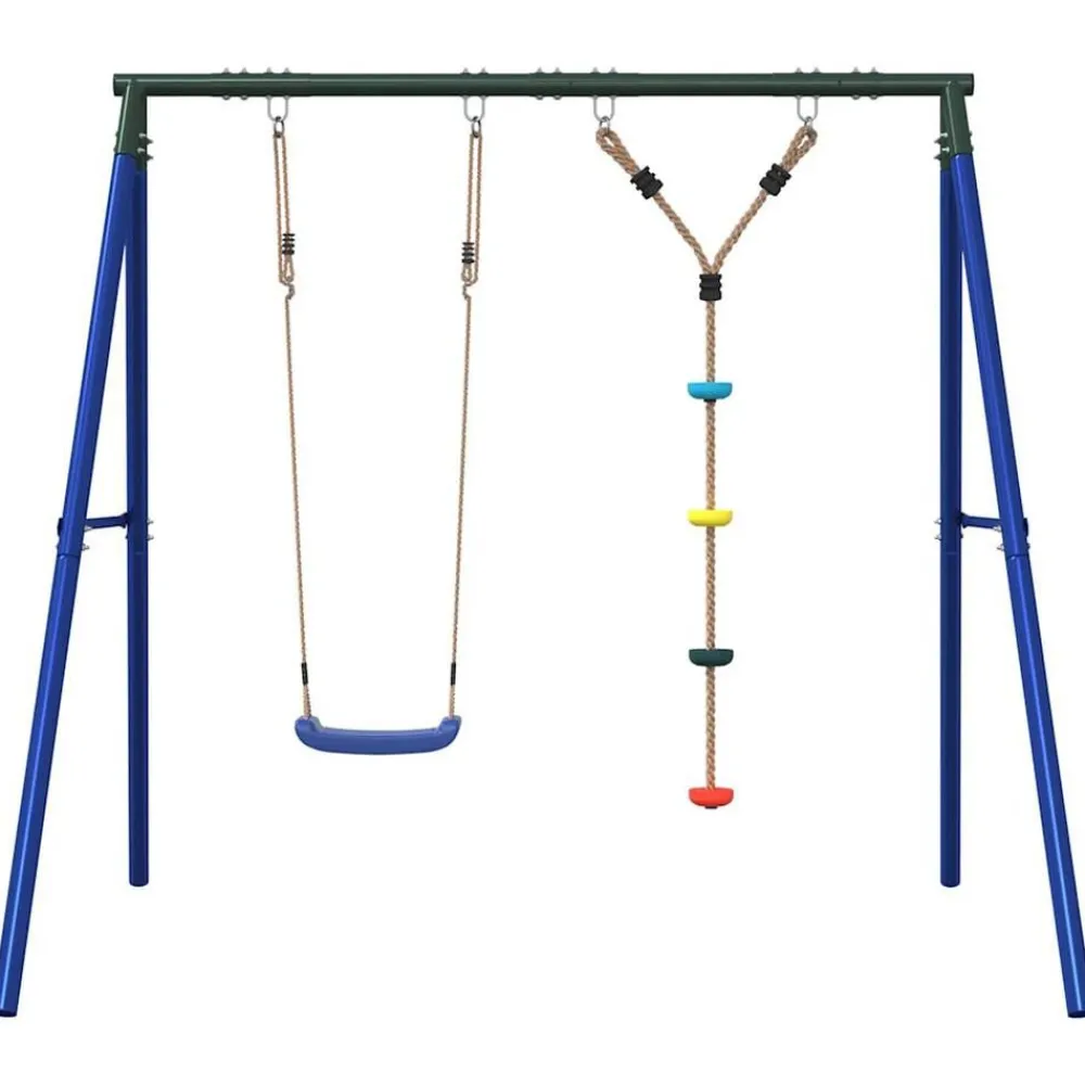 Buitenspeelgoed*vidaXL Schommelset met schommel en klimtouw met schijven Blauw
