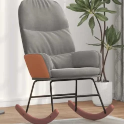 Stoelen*vidaXL Schommelstoel fluweel Lichtgrijs