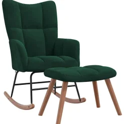 Stoelen*vidaXL Schommelstoel met voetenbank fluweel Donkergroen