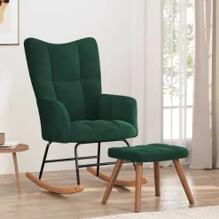 Stoelen*vidaXL Schommelstoel met voetenbank fluweel Donkergroen